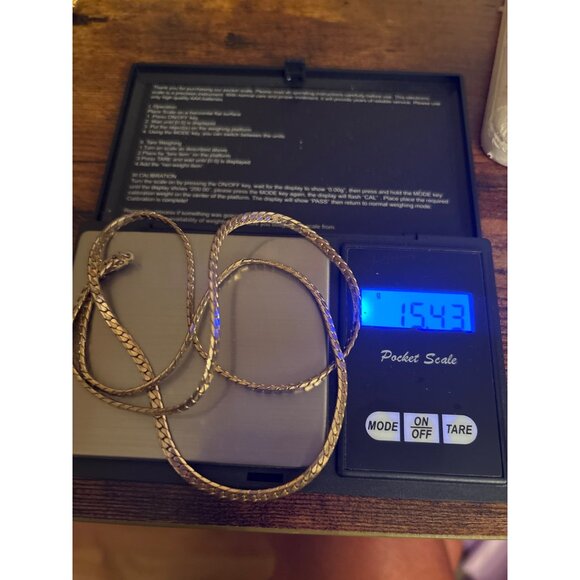 Vintage 14K GP Curb Chain Necklace 15g Gold-Plated Flat Link - Picture 10 of 11